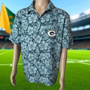 NWT FANATICS ( LG ) Floral/Hawaiin Button up S/S Packer Logo Shirt